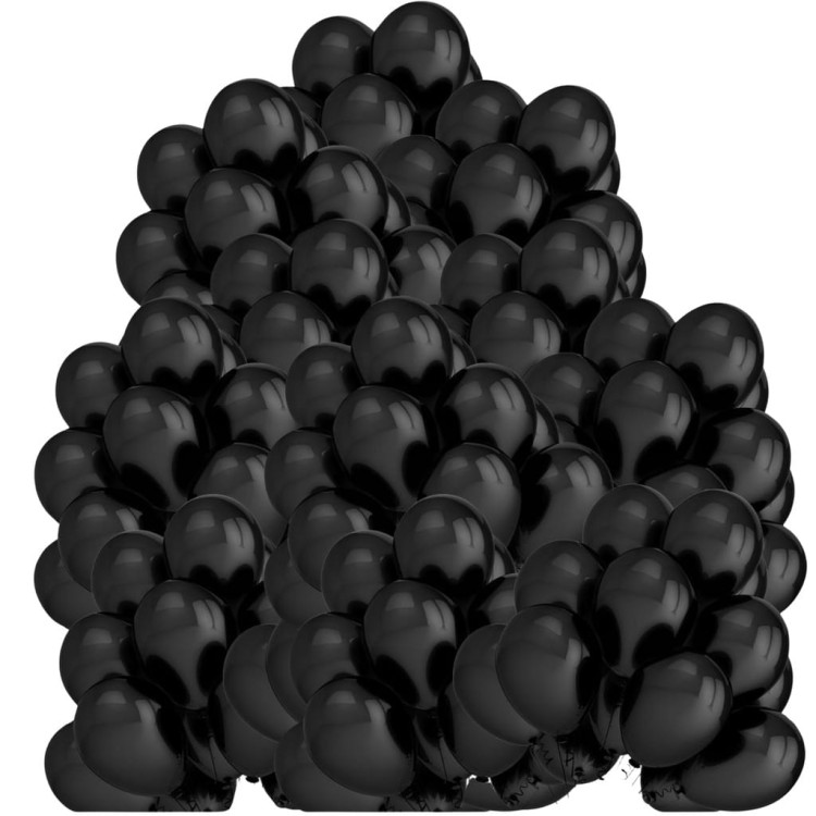 Zestaw 100 sztuk czarnych, matowych balonów lateksowych o średnicy 30 cm