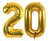 Złote balony foliowe tworzące liczbę 20 o wysokości 81 cm