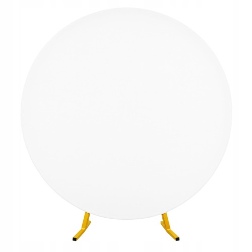 Biały elastyczny pokrowiec naciągnięty na okrągły stelaż dekoracyjny