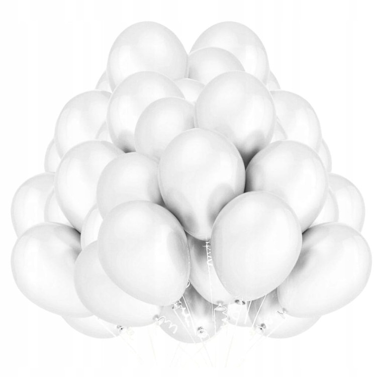 Zestaw 50 sztuk białych, matowych balonów lateksowych