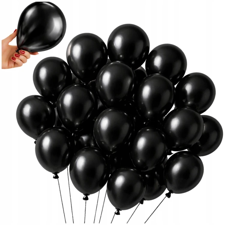 Balony Czarne Matowe MINI MAŁE 13cm Urodzinowe 50szt ZESTAW DO GIRLANDY