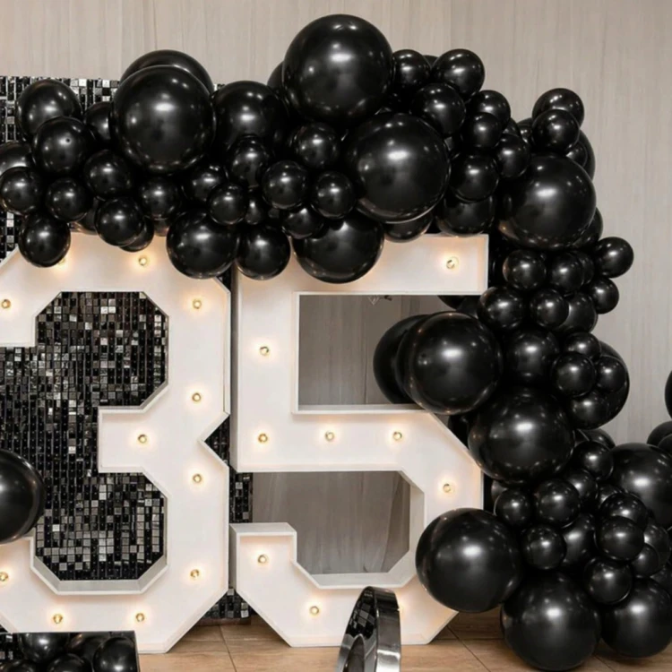 Balony Czarne Matowe MINI MAŁE 13cm Urodzinowe 50szt ZESTAW DO GIRLANDY