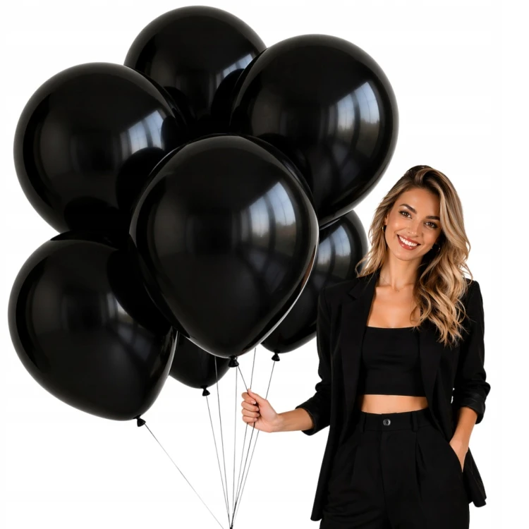 Balony CZARNE Matowe 45cm URODZINOWE Na WESELE ŚLUB Duże Gigant 10sztuk XXL