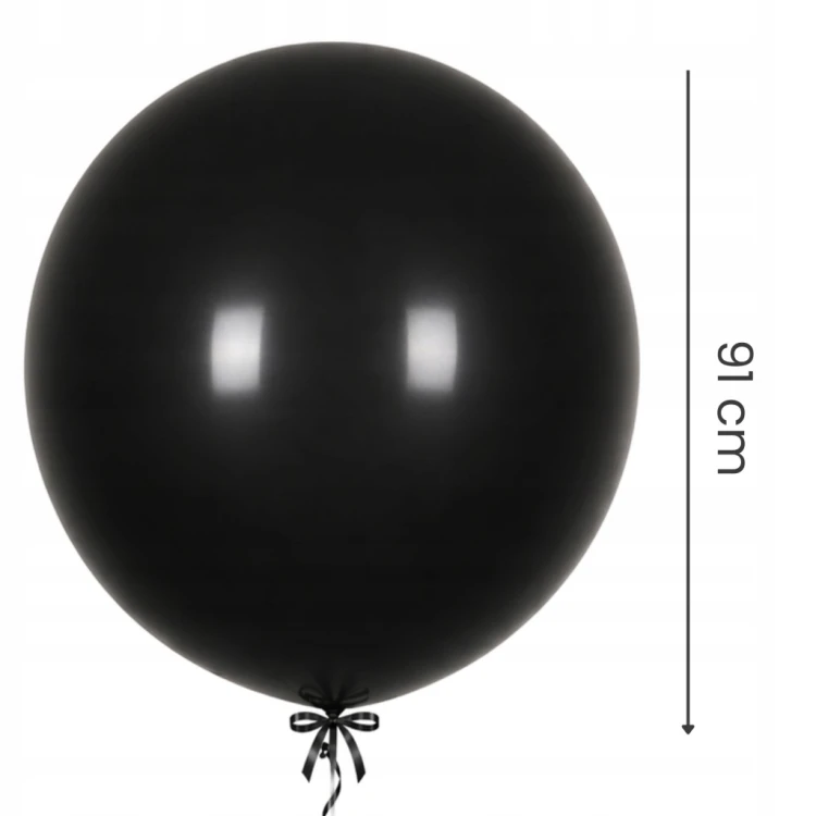 Balon MATOWY Kula GIGANT Olbrzym CZARNY Wesele URODZINOWE Urodziny 91cm XXL