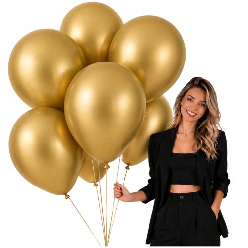 Balony ZŁOTE CHROMOWANE 45cm ŚLUB I WESELE Na Urodziny Duże Gigant 10 Sztuk