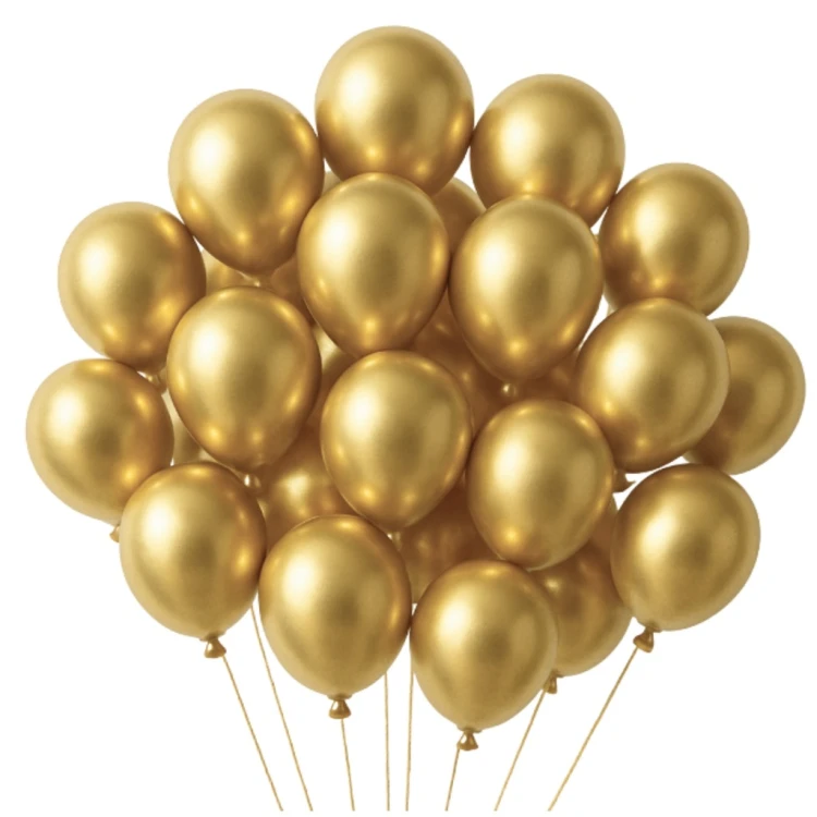 BALONY ZŁOTE METALICZNE CHROMOWANE ZŁOTO 5 CALI 13cm WESELE KOMUNIA 100SZT