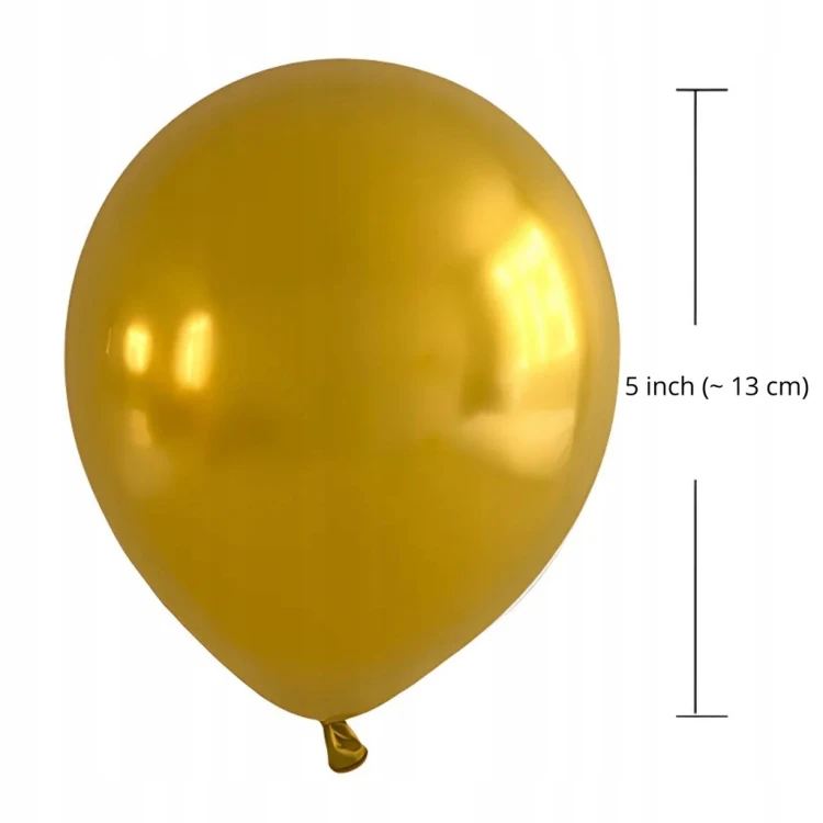 BALONY ZŁOTE METALICZNE CHROMOWANE ZŁOTO 5 CALI 13cm WESELE KOMUNIA 100SZT