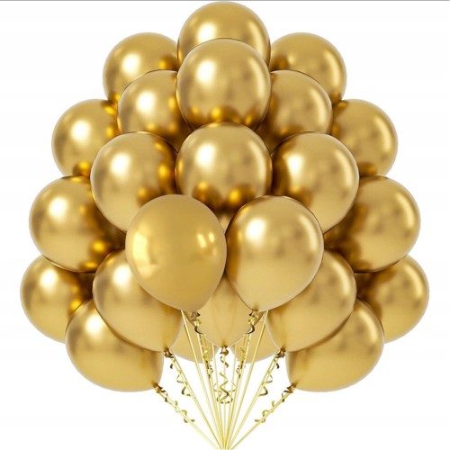 BALONY ZŁOTE METALICZNE CHROMOWANE ZŁOTO 5 CALI 13cm WESELE KOMUNIA 50SZT
