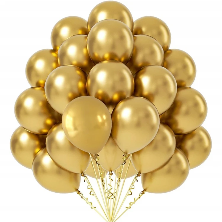 BALONY ZŁOTE METALICZNE CHROMOWANE ZŁOTO 5 CALI 13cm WESELE KOMUNIA 50SZT