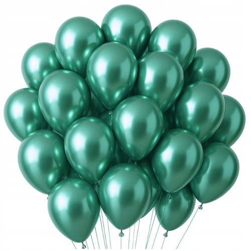 BALONY ZIELONE CHROMOWANE ZESTAW BALONÓW NA URODZINY 30cm GLOSSY 50 SZT