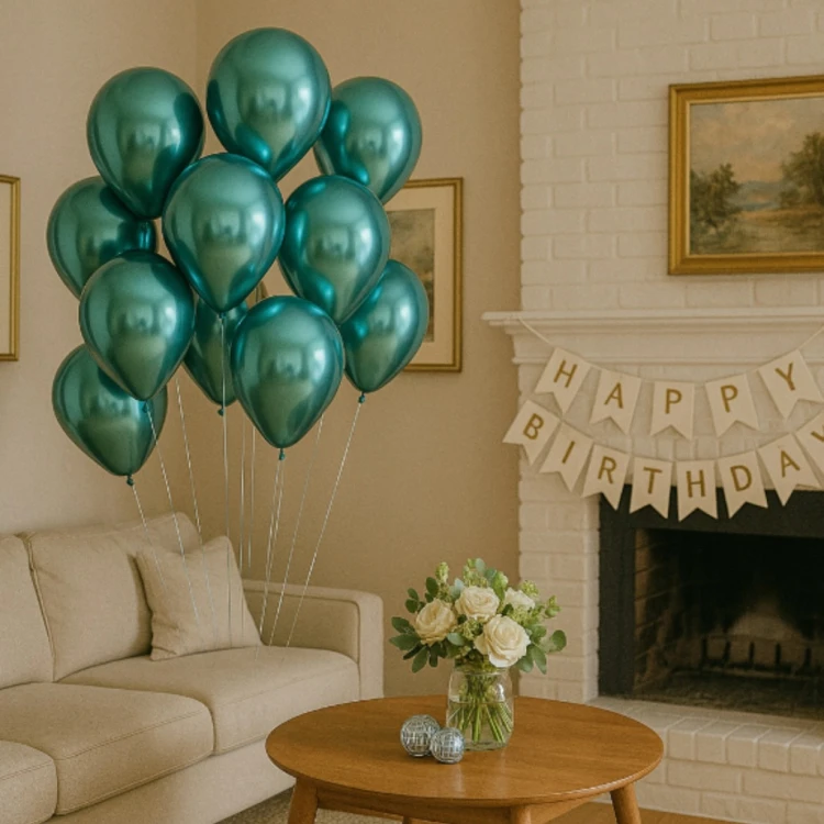 BALONY ZIELONE CHROMOWANE ZESTAW BALONÓW NA URODZINY 30cm GLOSSY 50 SZT