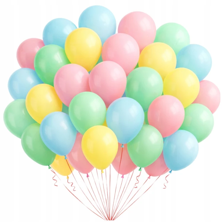 Balony PASTELOWE Matowe Wielokolorowe Matowe Zestaw 30cm 50szt Urodzinowe