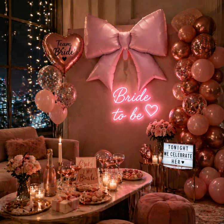 RÓŻOWA DUŻA Kokarda FOLIOWA kokardka 98CM BABY SHOWER dla Dziewczyny XXL