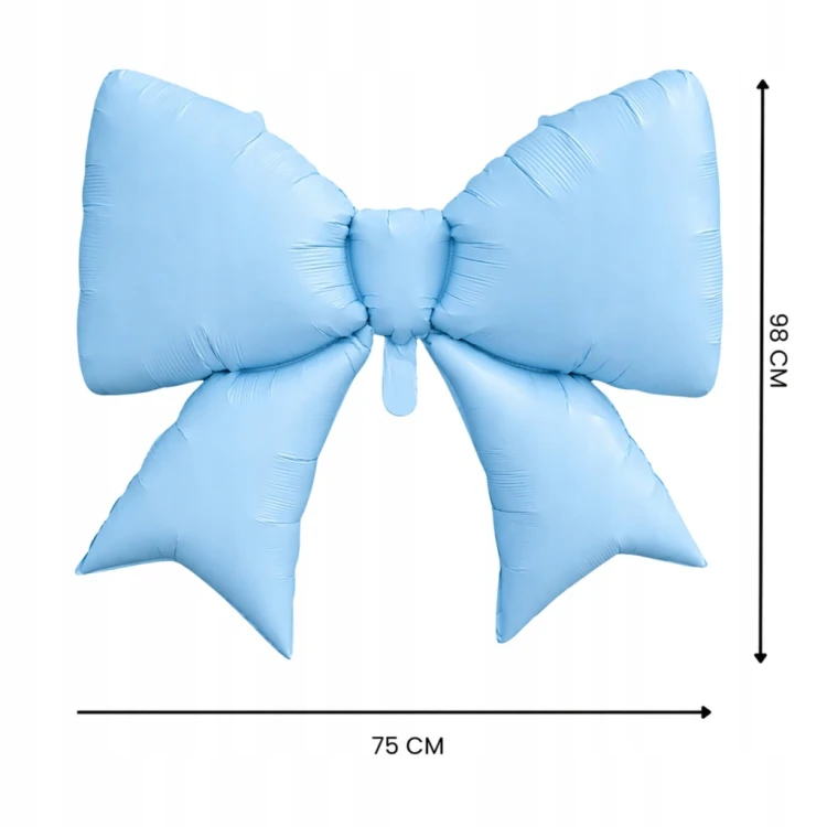 NIEBIESKA DUŻA Kokarda FOLIOWA kokardka 98CM DLA Chłopaka Baby Shower XL