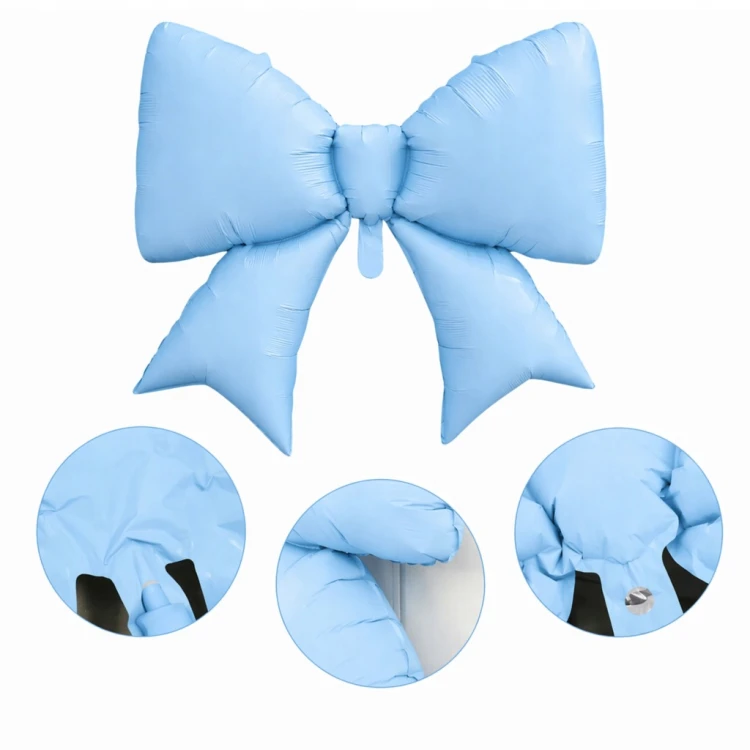 NIEBIESKA DUŻA Kokarda FOLIOWA kokardka 98CM DLA Chłopaka Baby Shower XL