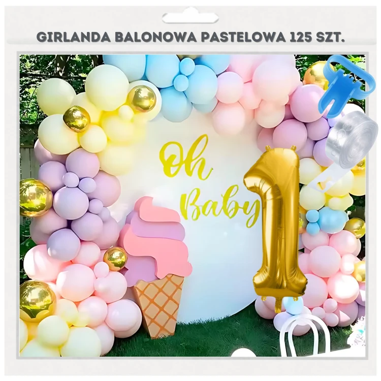 Girlanda pastelowa z złotym + cyfra