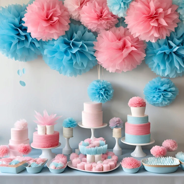 POMPONY PAPIEROWE DEKORACJE POMPON KULA NA BABY SHOWER URODZINY BIBUŁOWE X1