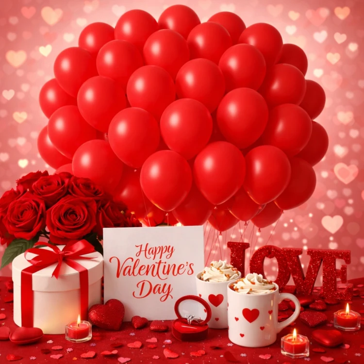 BALONY CZERWONE LATEKSOWE MATOWY WALENTYNKI LOVE WESELE BALONY 50 SZT 30 CM
