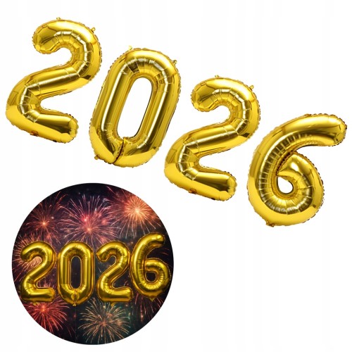BALONY CYFERKI 2026 ZŁOTE FOLIOWE 81CM SYLWESTER NOWY ROK STUDNIÓWKA OZDOBA