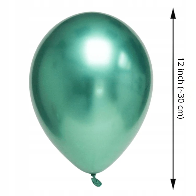 BALONY ZIELONO SREBRNE CHROMOWANE ZESTAW BALONÓW DEKORACJA URODZINY 100 SZT