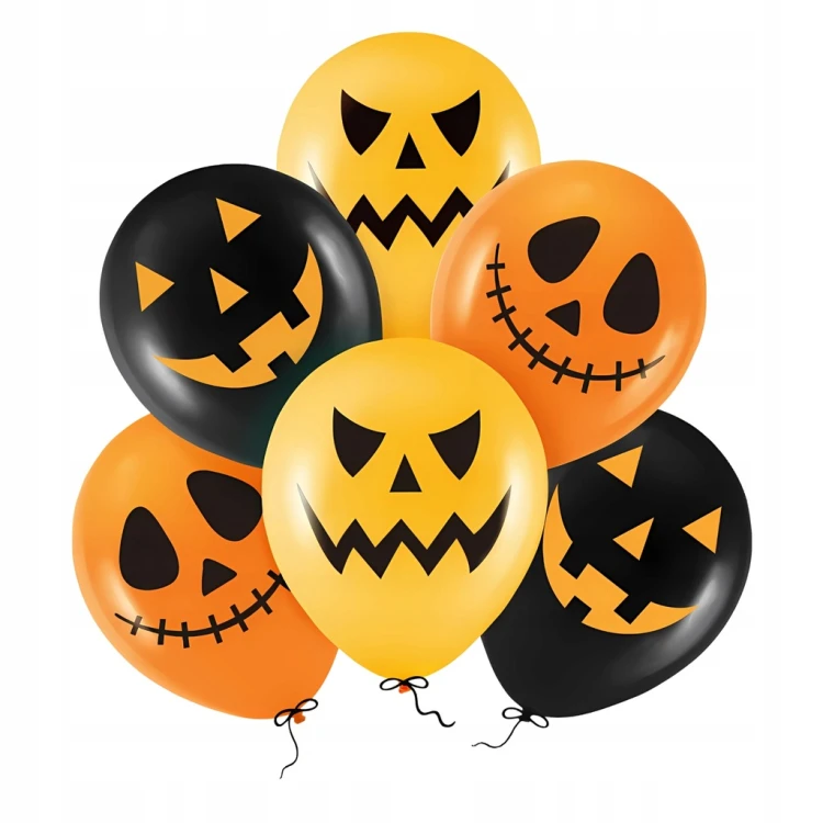 BALONY HALLOWEEN ZESTAW DEKORACYJNY NA IMPREZE DEKORACJE DUŻE 6 SZT DYNIA