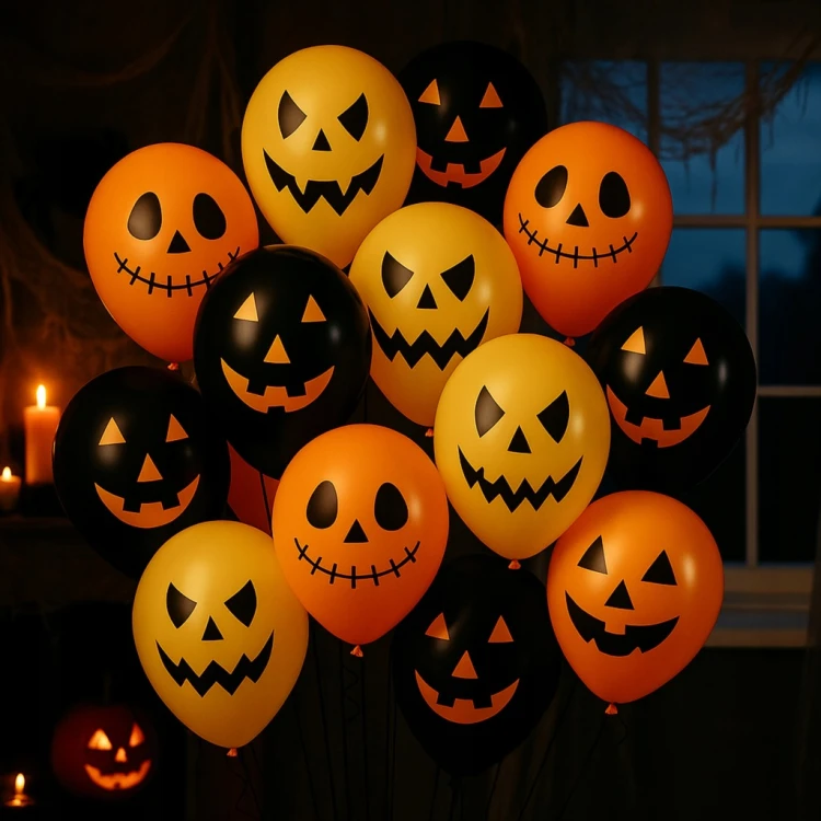 BALONY HALLOWEEN ZESTAW DEKORACYJNY NA IMPREZE DEKORACJE DUŻE 12 SZT DYNIA