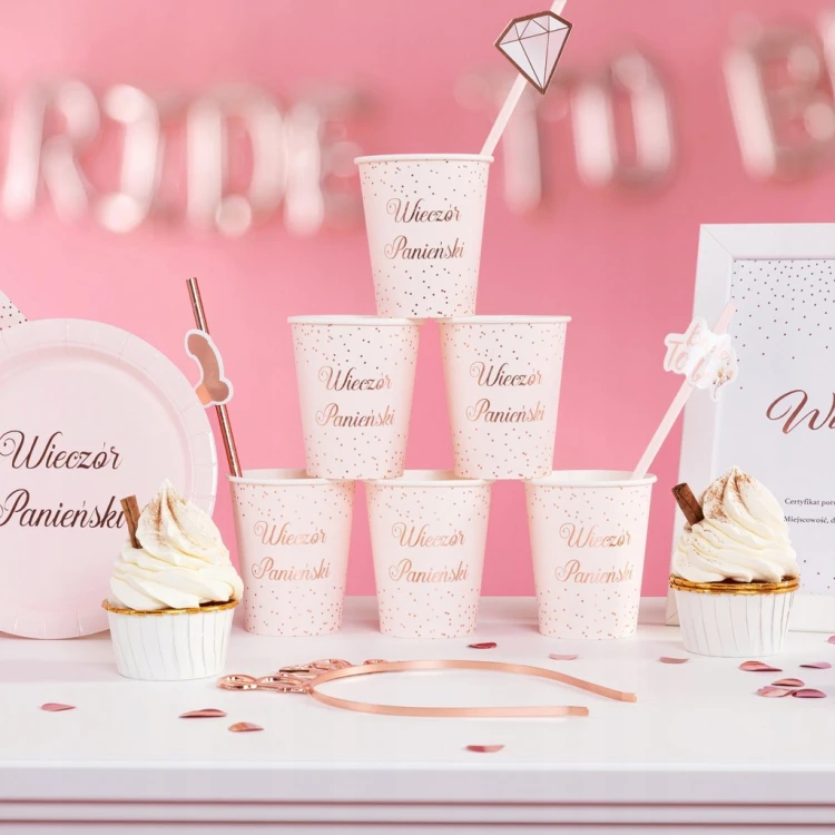 SŁOMKI PAPIEROWE PENISKI WIECZÓR PANIEŃSKI DEKORACJA 8 SZT. ROSE GOLD EKO