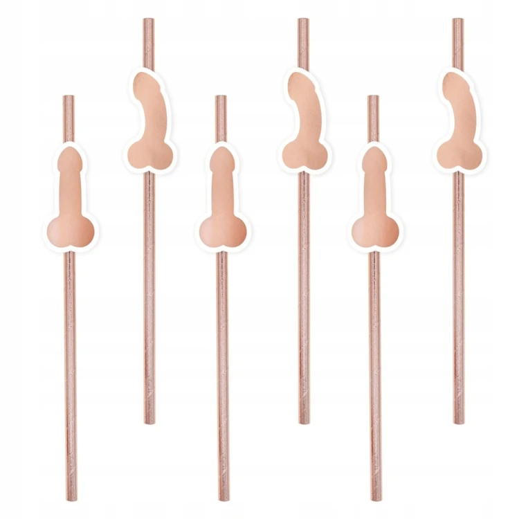 SŁOMKI PAPIEROWE PENISKI WIECZÓR PANIEŃSKI DEKORACJA 8 SZT. ROSE GOLD EKO