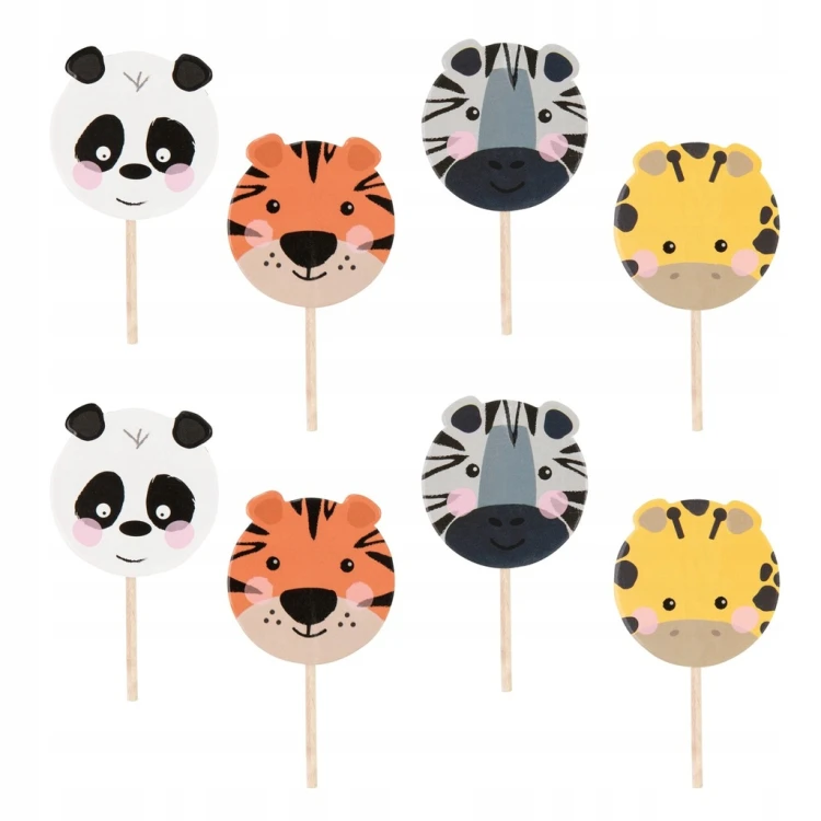 TOPPER NA TORT BABECZKI ZWIERZĄTKA ZOO SAFARI TOPER URODZINY OZDOBA 8 SZT.