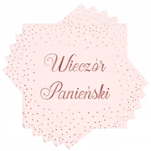 Serwetki Papierowe WIECZÓR PANIEŃSKI Różowe Złoto Rose Gold 33x33cm 10szt.