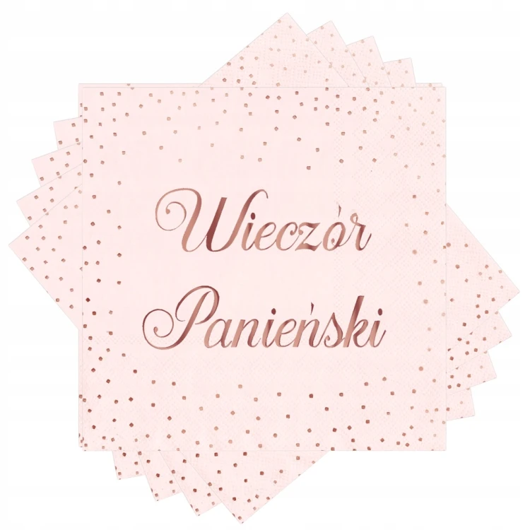 Serwetki Papierowe WIECZÓR PANIEŃSKI Różowe Złoto Rose Gold 33x33cm 10szt.