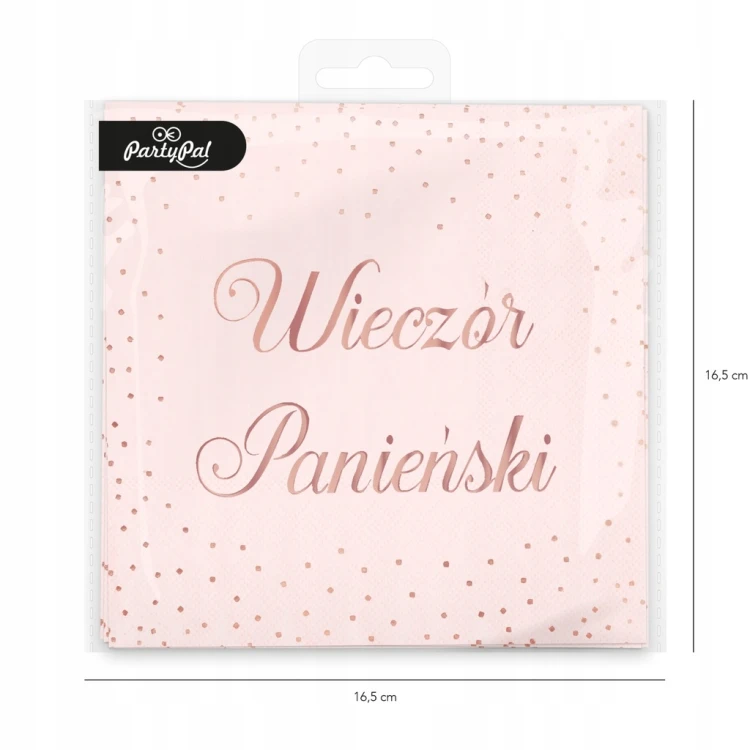 Serwetki Papierowe WIECZÓR PANIEŃSKI Różowe Złoto Rose Gold 33x33cm 10szt.