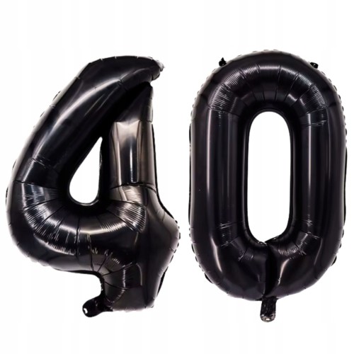 BALONY NA 40 URODZINY CZARNE FOLIOWE CYFRY DUŻE 81 CM CZTERDZIESTKA IMPREZA