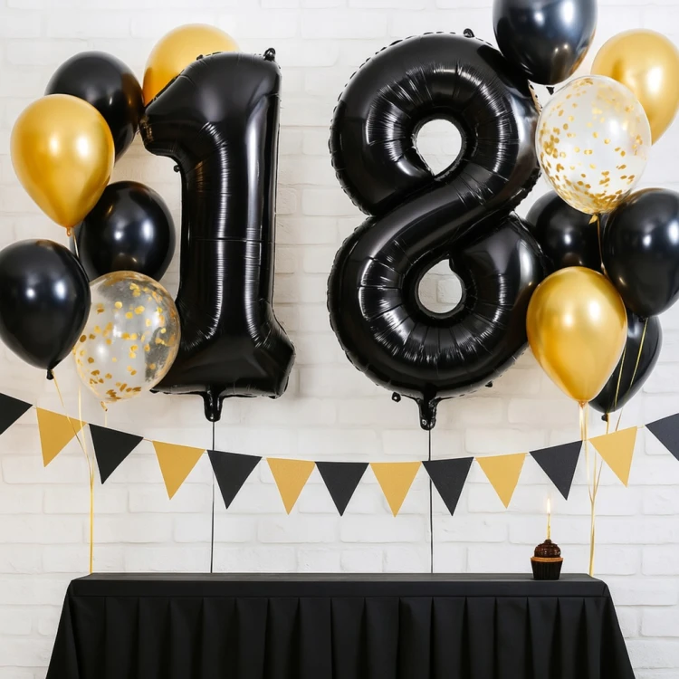 BALONY NA 40 URODZINY CZARNE FOLIOWE CYFRY DUŻE 81 CM CZTERDZIESTKA IMPREZA