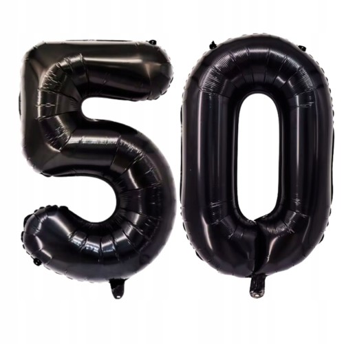 BALONY NA 50 URODZINY CZARNE FOLIOWE CYFRY DUŻE 81CM PIĘĆDZIESIĄTKA IMPREZA