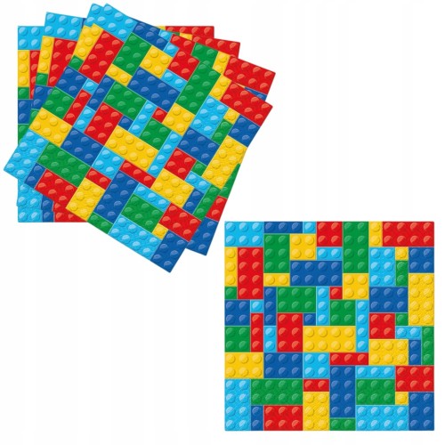 Serwetki Papierowe Kolorowe KLOCKI 20 sztuk Urodziny IMPREZA 33 X 33 CM