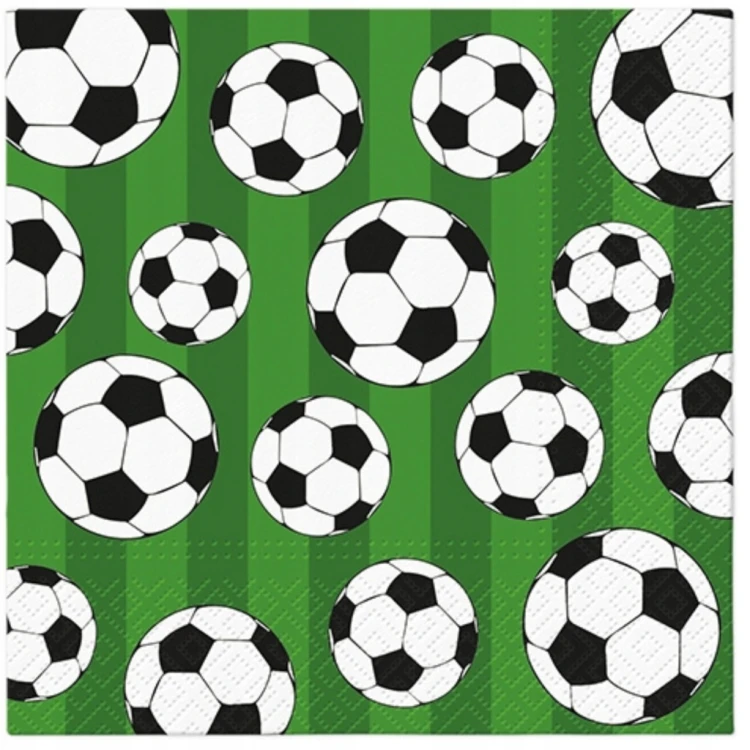 SERWETKI PAPIEROWE ZIELONE PIŁKA NOŻNA 33X33 CM 20SZT FOOTBALL DLA CHŁOPAKA