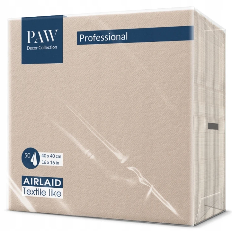 SERWETKI flizelinowe PAW 40x40 BEŻOWE BEIGE 50 szt. WESELE Ślub