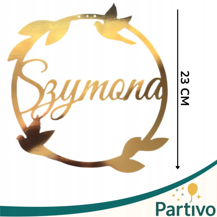 Baner Chrzest Święty Napis ZŁOTY IMIĘ Girlanda ZŁOTA dekoracja na Chrzciny