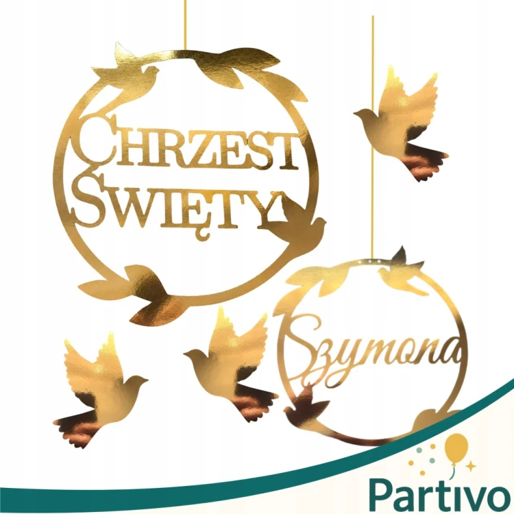 Girlanda Balonowa Zestaw Balony na Chrzest Baner Złoty Zestaw Z Imieniem