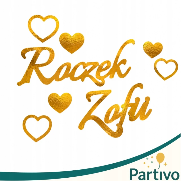 Baner Girlanda na Roczek Imię Napis Złoty Metaliczny Personalizowany Ozdoba