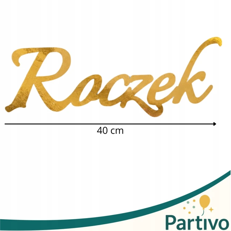 Baner Girlanda na Roczek Imię Napis Złoty Metaliczny Personalizowany Ozdoba