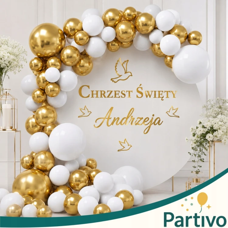 Baner Girlanda na Chrzest Elegancki Dekoracja Z Imieniem Napis Imię Ozdoba