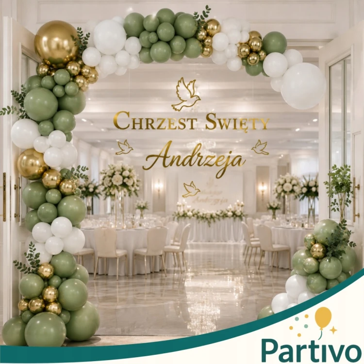 Baner Girlanda na Chrzest Elegancki Dekoracja Z Imieniem Napis Imię Ozdoba