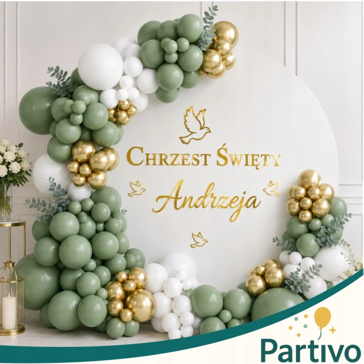 Baner Girlanda na Chrzest Elegancki Dekoracja Z Imieniem Napis Imię Ozdoba