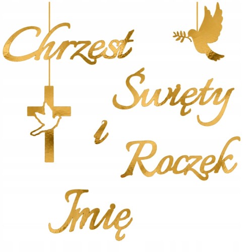 Baner Girlanda na Chrzest i Roczek Dekoracja Z Imieniem Napis + Imię