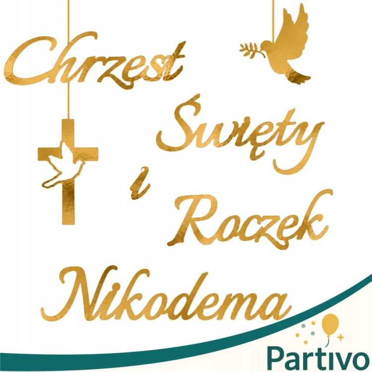 Baner Girlanda na Chrzest i Roczek Dekoracja Z Imieniem Napis + Imię