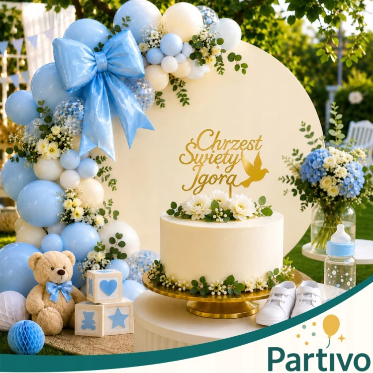 TOPPER dekoracje na tort Chrzest Święty + Imię ZŁOTY Akryl Personalizowany