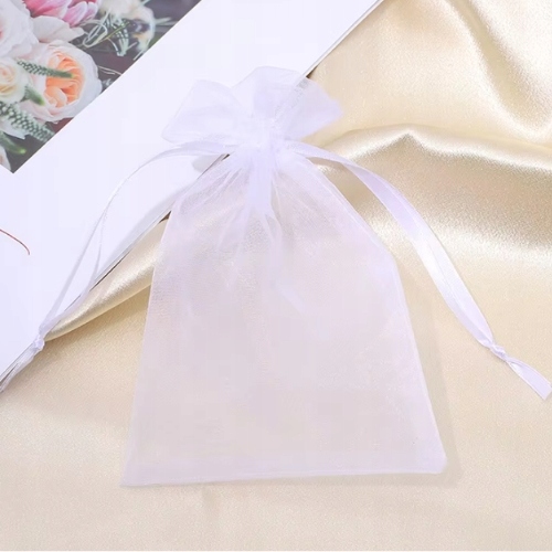 WORECZKI Z ORGANZY BIAŁE 10x15CM PREZENCIK PODZIĘKOWANIA ŚLUB KOMUNIA 10SZT