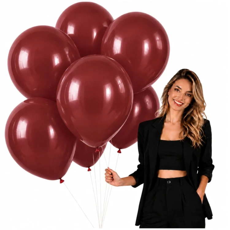 Balony BORDOWE WINE RED Matowe 45cm URODZINOWE Duże Gigant 10 Szt XXL